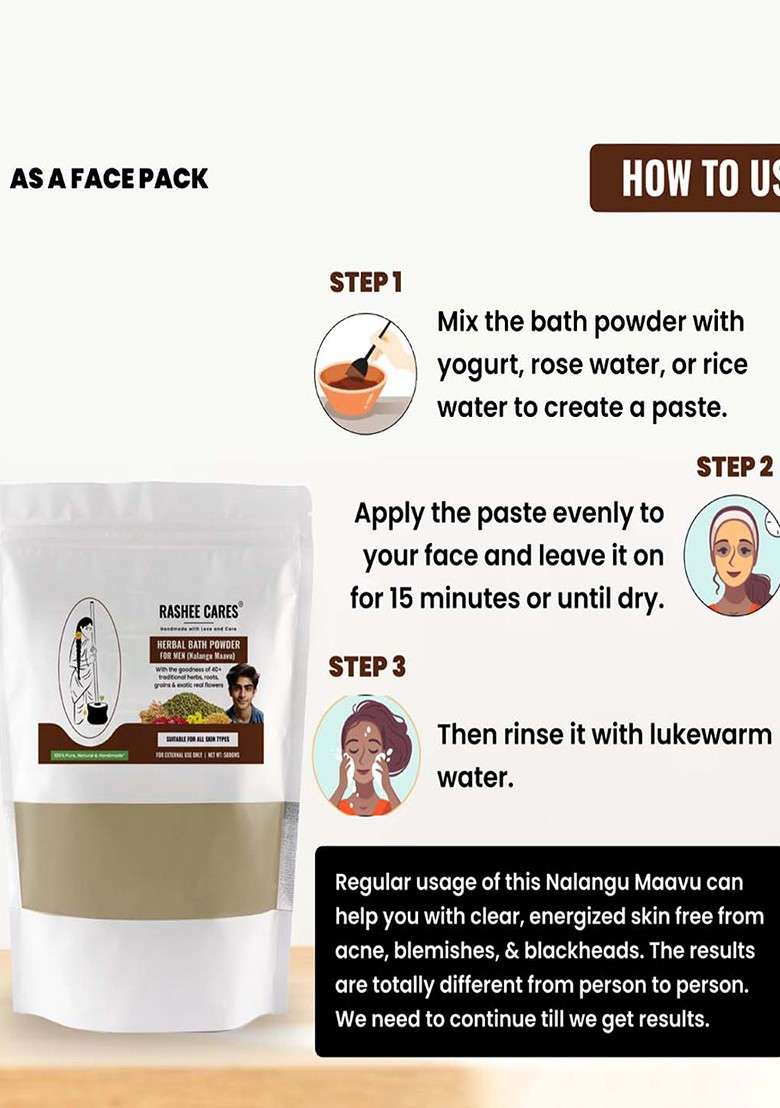Rashee Cares Herbal Bath Powder With Turmeric For Deep Cleansing 500 G - Indya