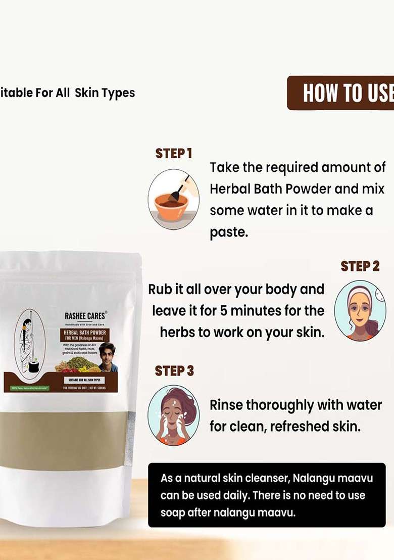 Rashee Cares Herbal Bath Powder With Turmeric For Deep Cleansing 500 G - Indya