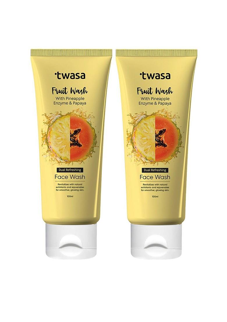 Twasa Set Of 2 Papaya Pineapple Fruit Face Wash For Glowing Skin 100 Ml Each