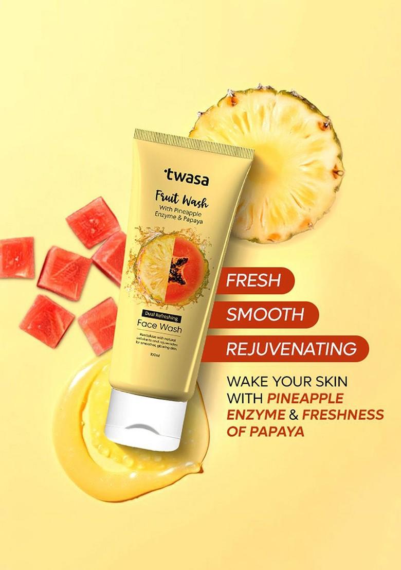 Twasa Set Of 2 Papaya Pineapple Fruit Face Wash For Glowing Skin 100 Ml Each