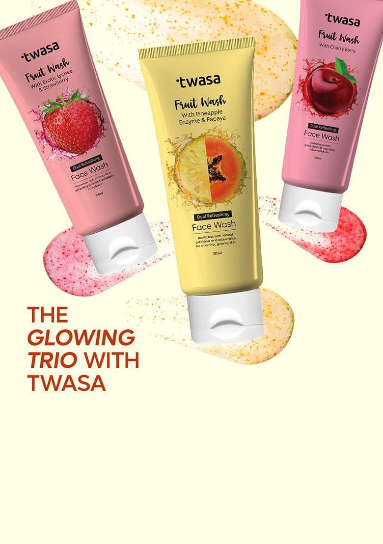 Twasa Set Of 2 Papaya Pineapple Fruit Face Wash For Glowing Skin 100 Ml Each