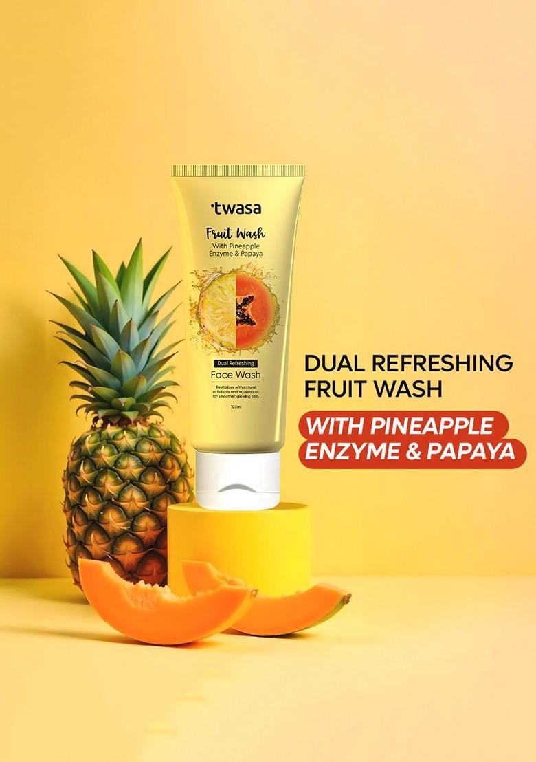 Twasa Set Of 2 Papaya Pineapple Fruit Face Wash For Glowing Skin 100 Ml Each