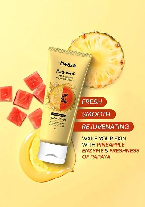 Twasa Set Of 2 Papaya Pineapple Fruit Face Wash For Glowing Skin 100 Ml Each