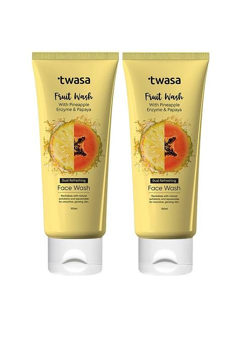 Twasa Set Of 2 Papaya Pineapple Fruit Face Wash For Glowing Skin 100 Ml Each