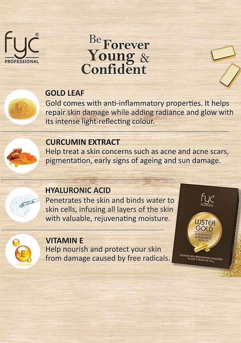 Fyc Professional 6 Step Luster Gold Radiant And Glowing Skin Facial Kit 260 G