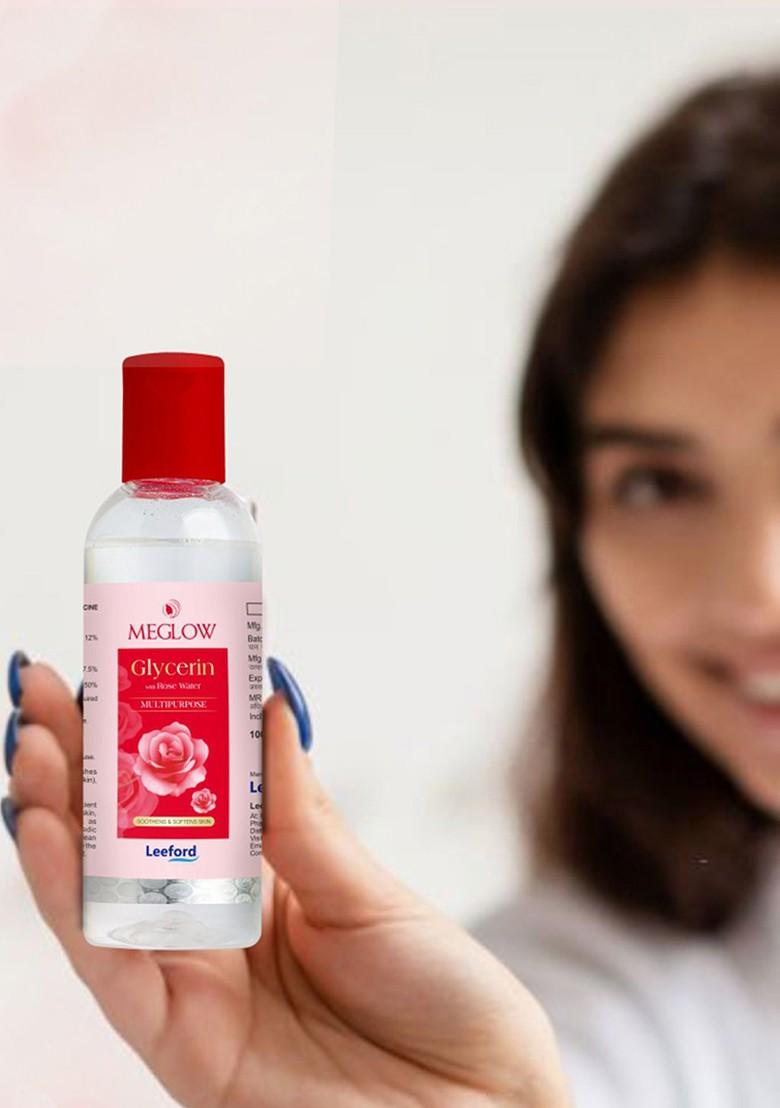 Meglow Set Of 4 Rose Water Toner With Glycerin For Nourished Glowing Skin 100Ml Each