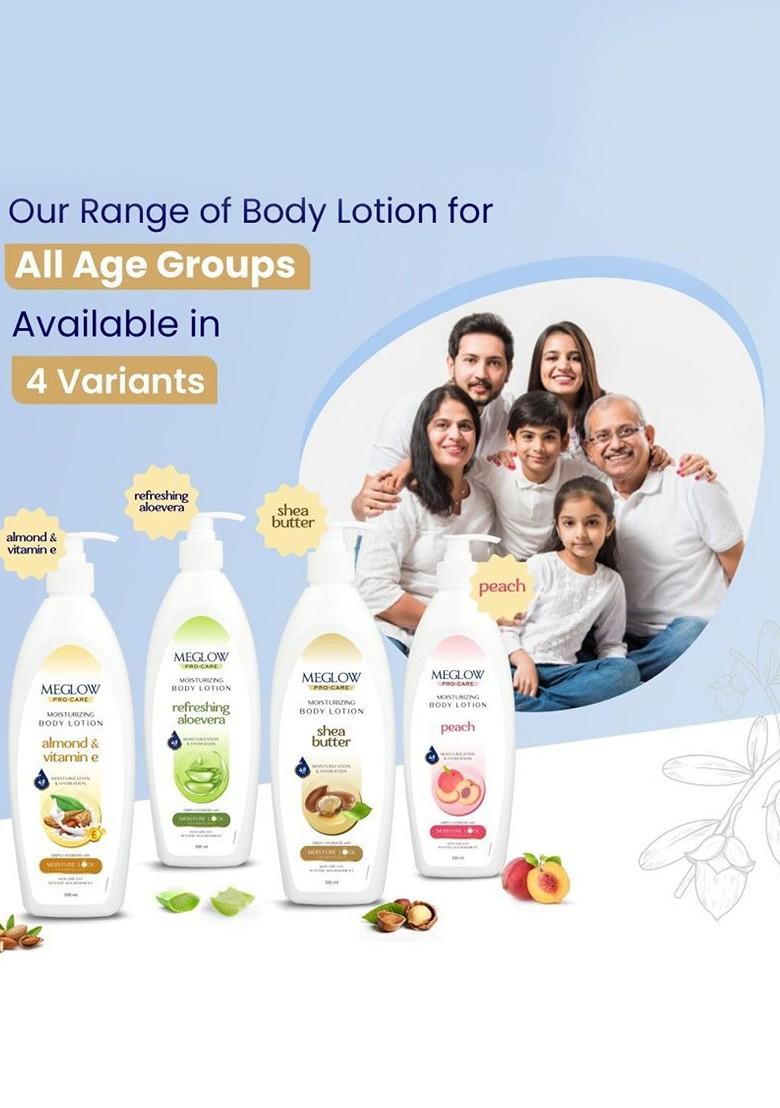 Meglow Set Of 3 Shea Butter Hydrating Moisturizing Body Lotion 500 Ml Each