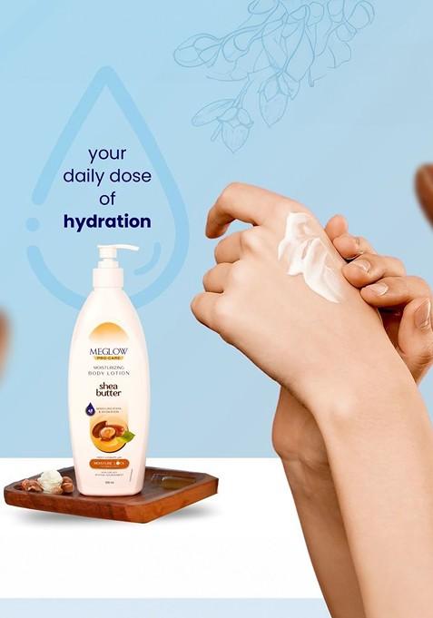 Meglow Set Of 3 Shea Butter Hydrating Moisturizing Body Lotion 500 Ml Each