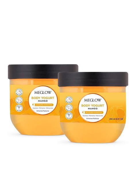 Meglow Set Of 2 Mango Yogurt 48Hrs Hydrating Moisturizing Body Cream 200 Ml Each