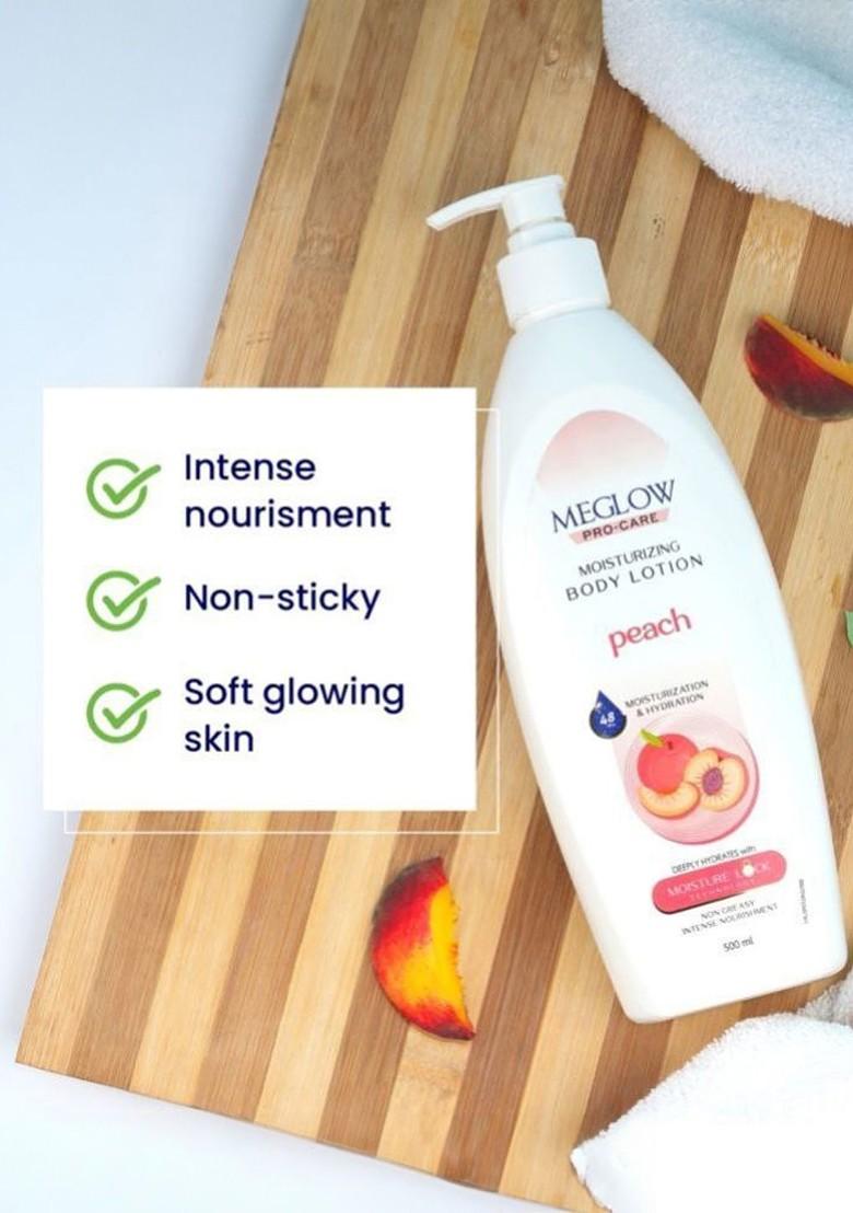 Meglow Set Of 3 Pro Care Moisturizing Body Lotion Peach 500Ml Each