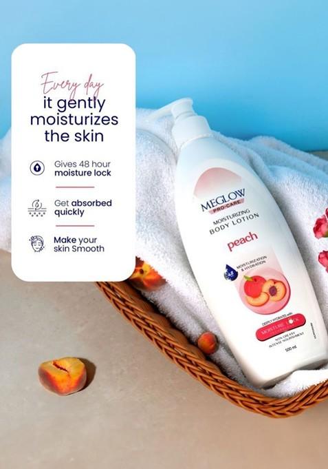 Meglow Set Of 3 Pro Care Moisturizing Body Lotion Peach 500Ml Each