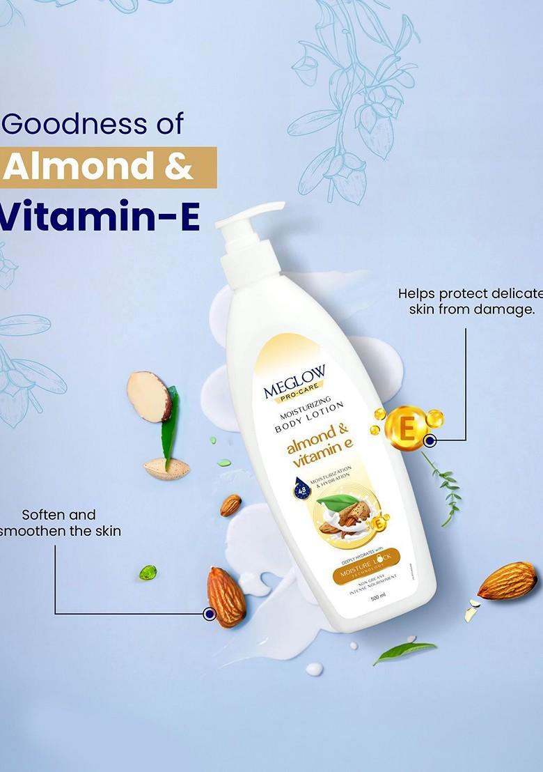 Meglow Set Of 2 Almond Vitamin E Moisturizing Body Lotion 500 Ml Each