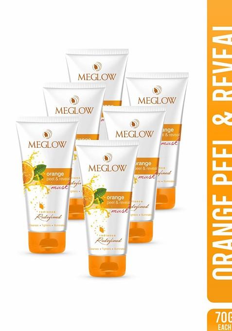 Meglow Set Of 6 Radiance Redefined Orange Tan Removal Peel Off Mask 70 G Each
