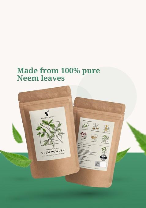 Herbal Mitra Pure Neem Powder For Skin Hair 100 G