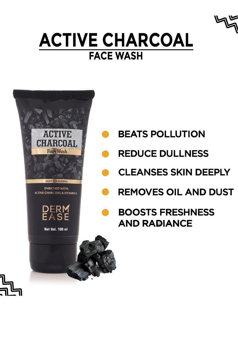 Dermease Charcoal Face Wash For Deep Cleansing With Vitamin E 100 Ml