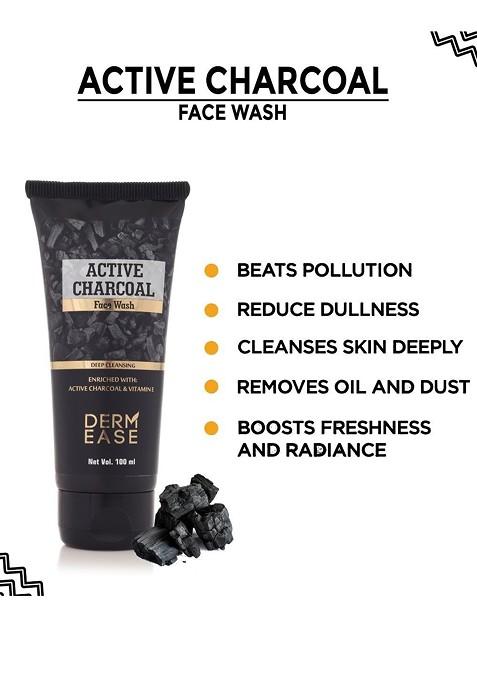 Dermease Charcoal Face Wash For Deep Cleansing With Vitamin E 100 Ml