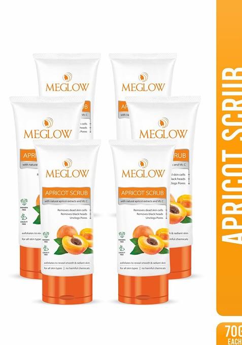 Meglow Set Of 6 Apricot With Vitamin E Exfoliating Face Scrub 70 G Each