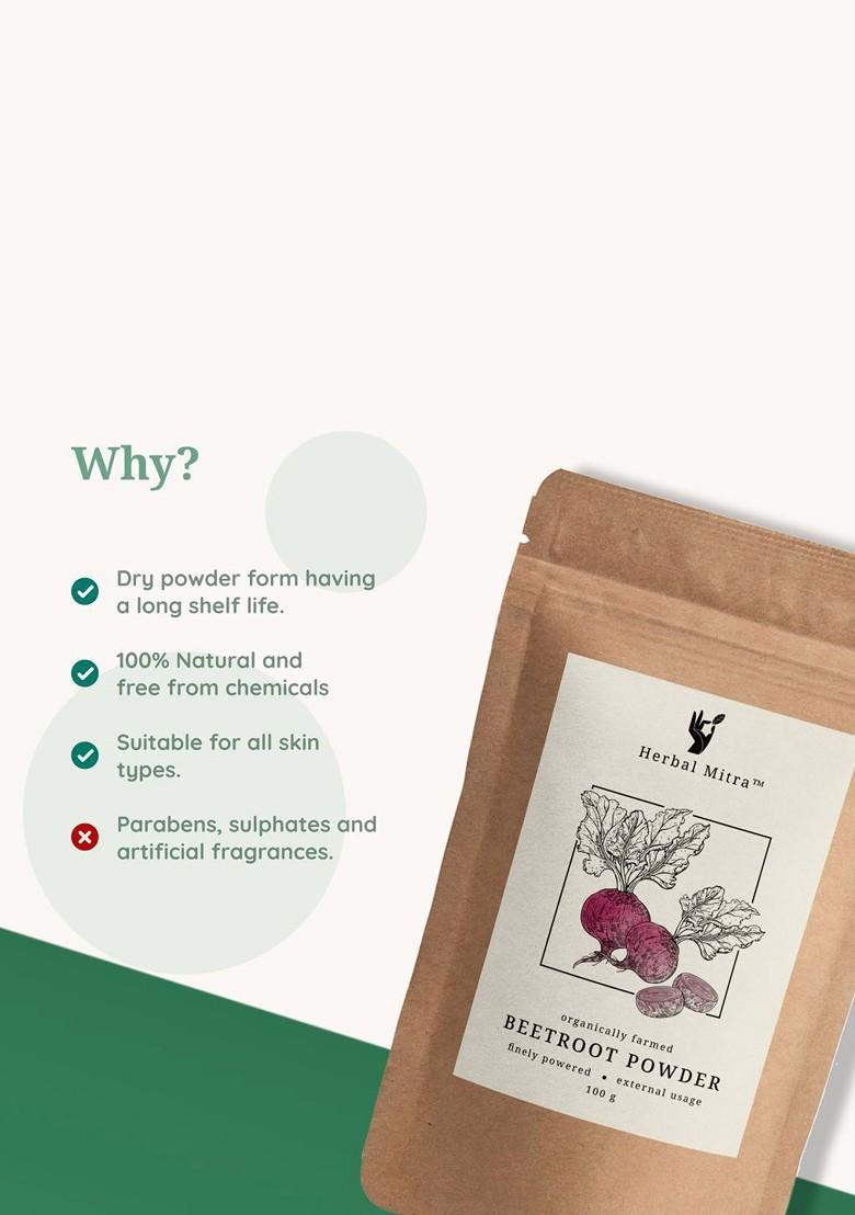 Herbal Mitra Natural Pure Beetroot Powder For Glowing Skin 100 G