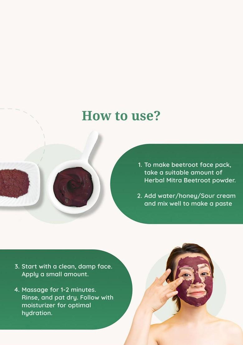 Herbal Mitra Natural Pure Beetroot Powder For Glowing Skin 100 G