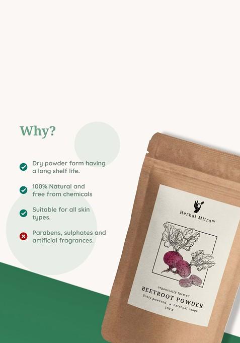 Herbal Mitra Natural Pure Beetroot Powder For Glowing Skin 100 G