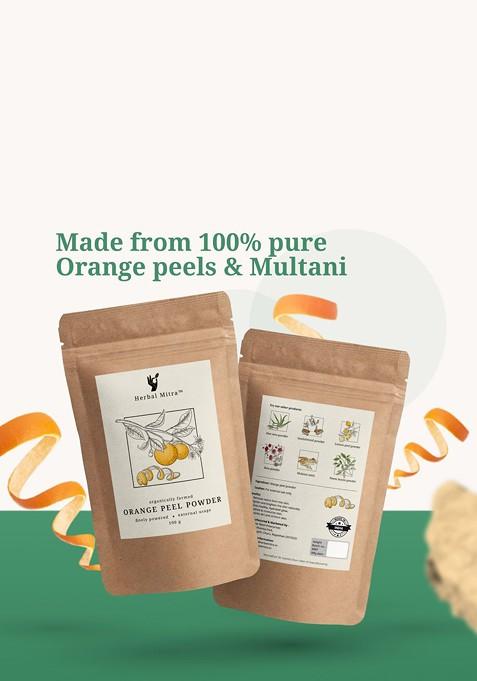 Herbal Mitra Set Of 2 Orange Peel Powder Multani Mitti For Face Pack 100 G Each