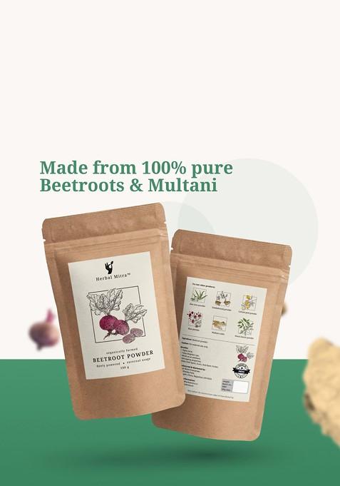 Herbal Mitra Set Of 2 Beetroot Powder Multani Mitti Face Pack 100 G Each