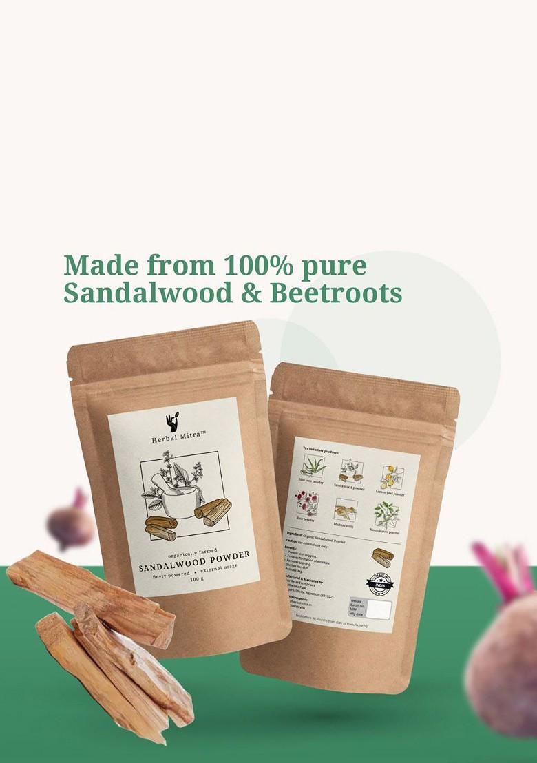 Herbal Mitra Set Of 2 Sandalwood Beetroot Powder For Face Pack 100 G Each