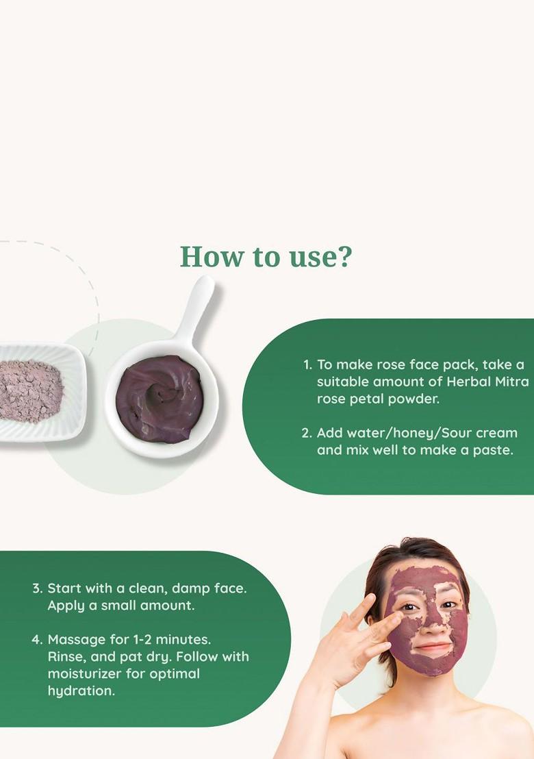 Herbal Mitra Natural Double Filtered Rose Powder For Skin Face Pack 100 G