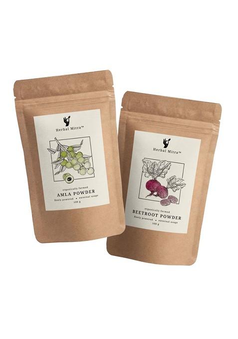Herbal Mitra Set Of 2 Natural Pure Beetroot And Amla Powder Face Pack 100 G Each