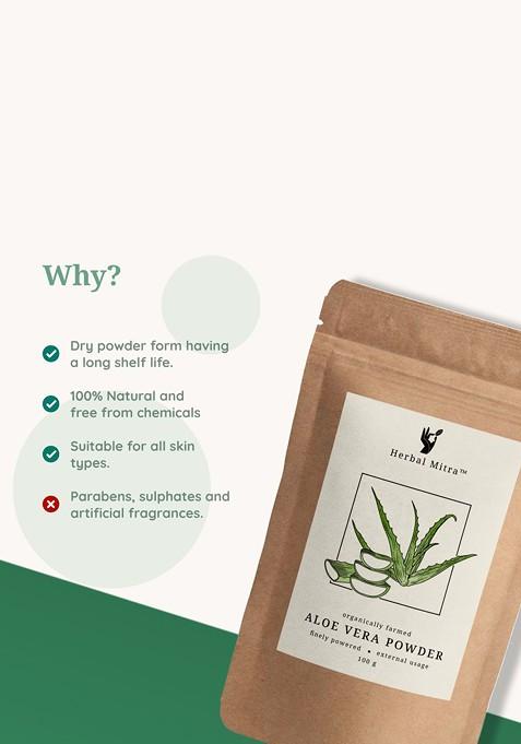 Herbal Mitra Natural Pure Aloe Vera Powder For Deep Cleansing Face Pack 100 G