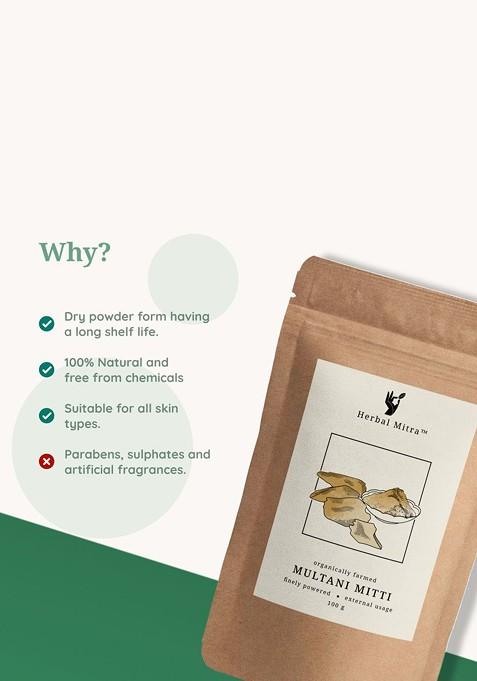 Herbal Mitra Set Of 2 Natural Charcoal Multani Mitti Powder Face Pack 100 G Each