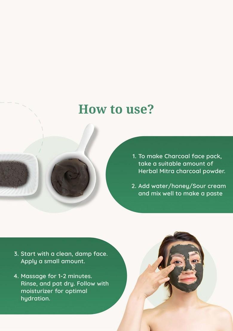 Herbal Mitra Natural Charcoal Powder Face Pack For Removes Dead Skin 100G