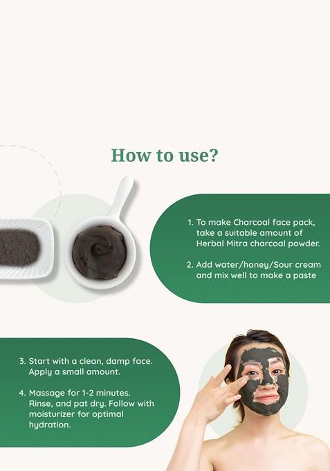 Herbal Mitra Natural Charcoal Powder Face Pack For Removes Dead Skin 100G