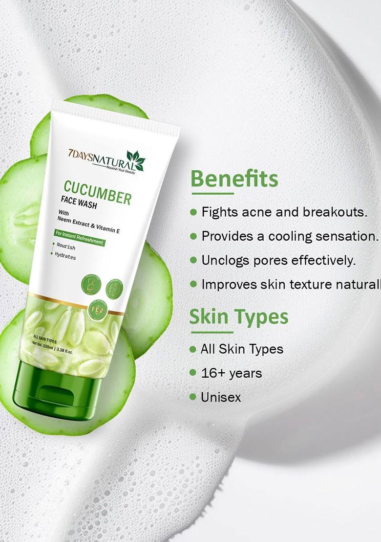 7Daysnatural Natural Cucumber Face Wash With Neem Extract Vitamin E 100 Ml