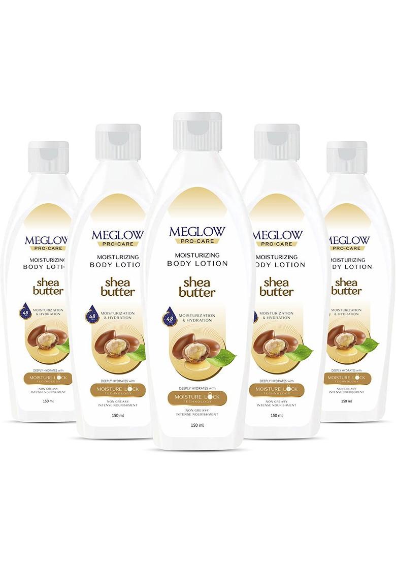 Meglow Set Of 5 Shea Butter Moisturizing Body Lotion 150 Ml Each