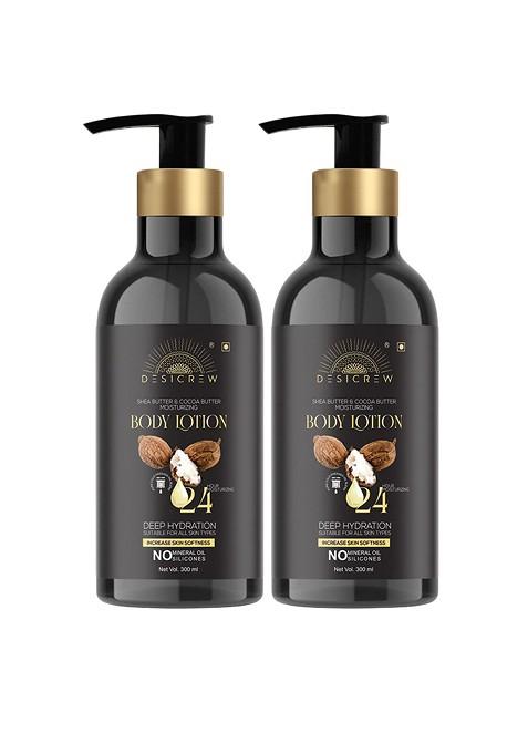Desi Crew Set Of 2 Shea Butter Cocoa Moisturizing Body Lotion 300 Ml Each