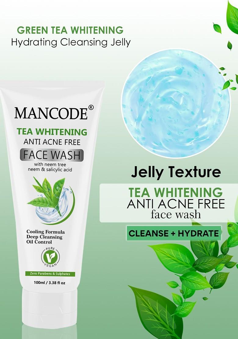 Mancode Tea Whitening Anti Acne Face Wash With Neem Salicylic Acid 100 Ml