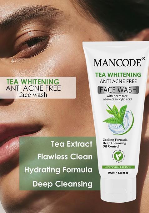 Mancode Tea Whitening Anti Acne Face Wash With Neem Salicylic Acid 100 Ml