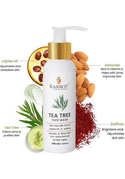Karrot Natural Skincare Tea Tree Face Wash For Oily Acne Prone Skin 100 Ml
