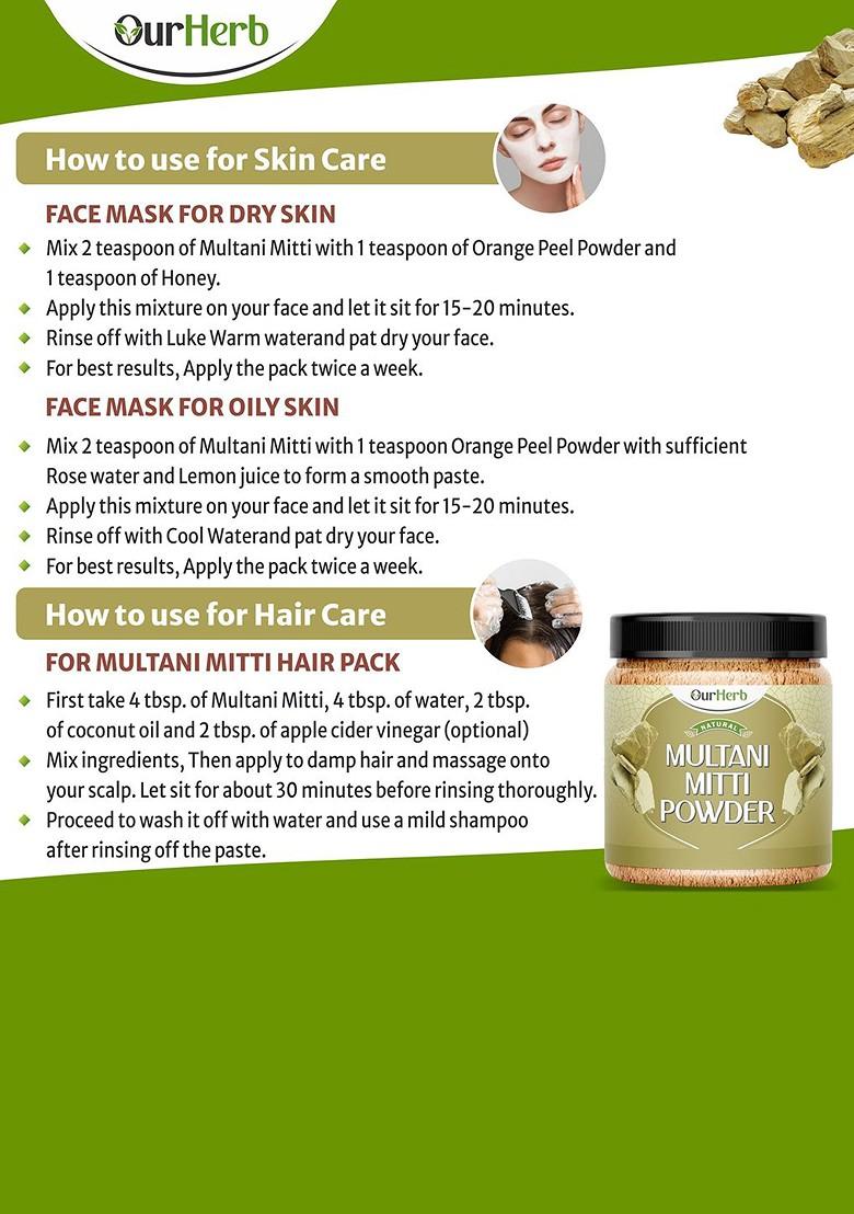 Ourherb Set Of 3 Orange Peel With Rose Petals Multani Mitti Powder Face Pack 100 G Each