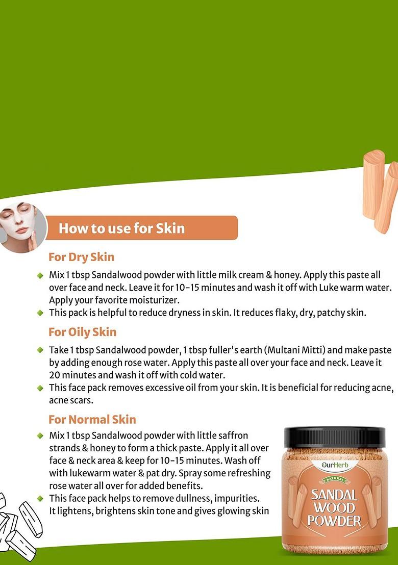 Ourherb Set Of 3 Sandalwood Orange Peel Multani Mitti Powder Face Packs 100 G Each