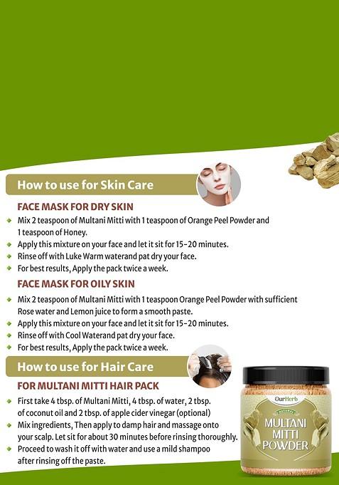 Ourherb Set Of 3 Sandalwood Orange Peel Multani Mitti Powder Face Packs 100 G Each