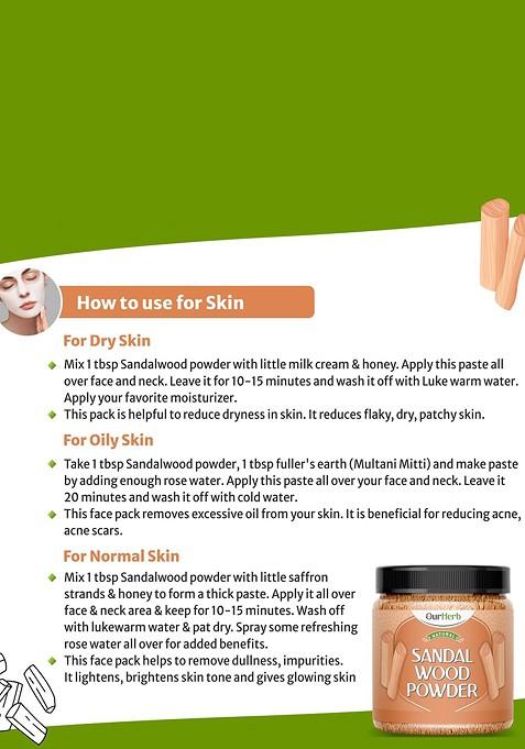 Ourherb Set Of 3 Sandalwood Orange Peel Multani Mitti Powder Face Packs 100 G Each