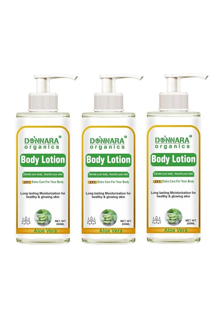 Donnara Organics Set Of 3 Aloe Vera Body Lotion For Healthy Glowing Skin 200 Ml Each
