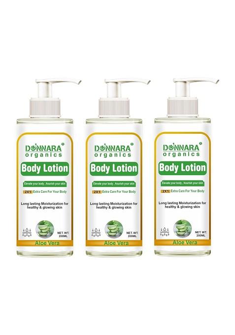 Donnara Organics Set Of 3 Aloe Vera Body Lotion For Healthy Glowing Skin 200 Ml Each