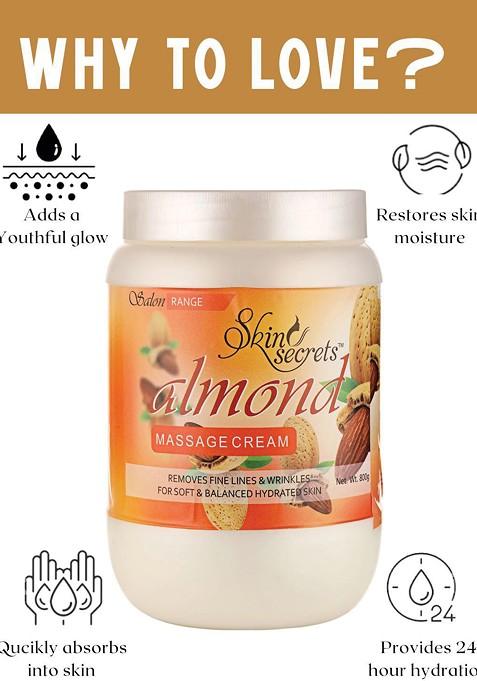 Skin Secrets Cruelty Free Almond Massage Cream To Remove Fine Lines Wrinkles 800 G