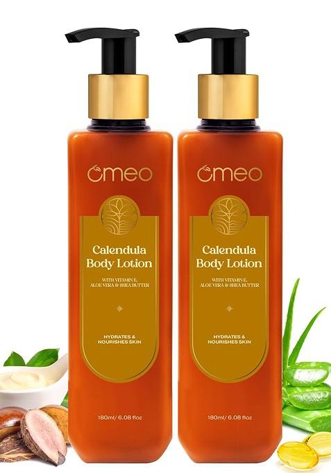Omeo Set Of 2 Calendula Body Lotion With Vitamin E Aloe Vera Shea Butter 180Ml Each