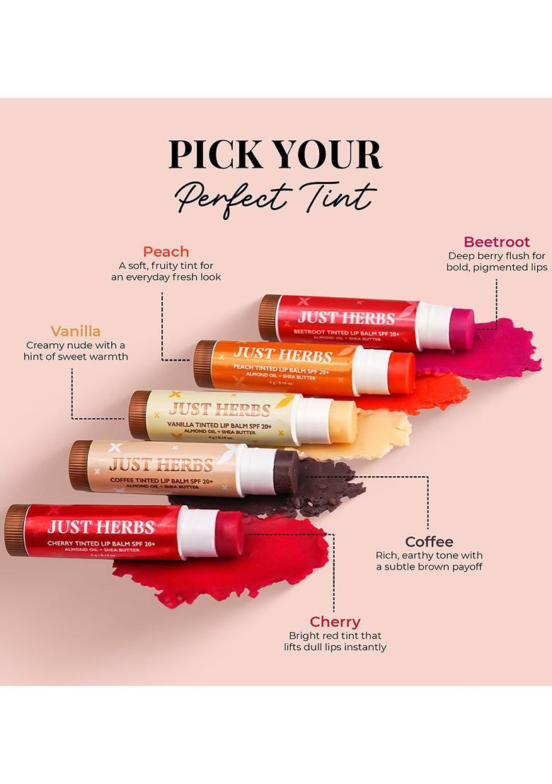 Just Herbs Spf 20 Tinted Lip Balm With Almond Oil Shea Butter 4 G Coffee
