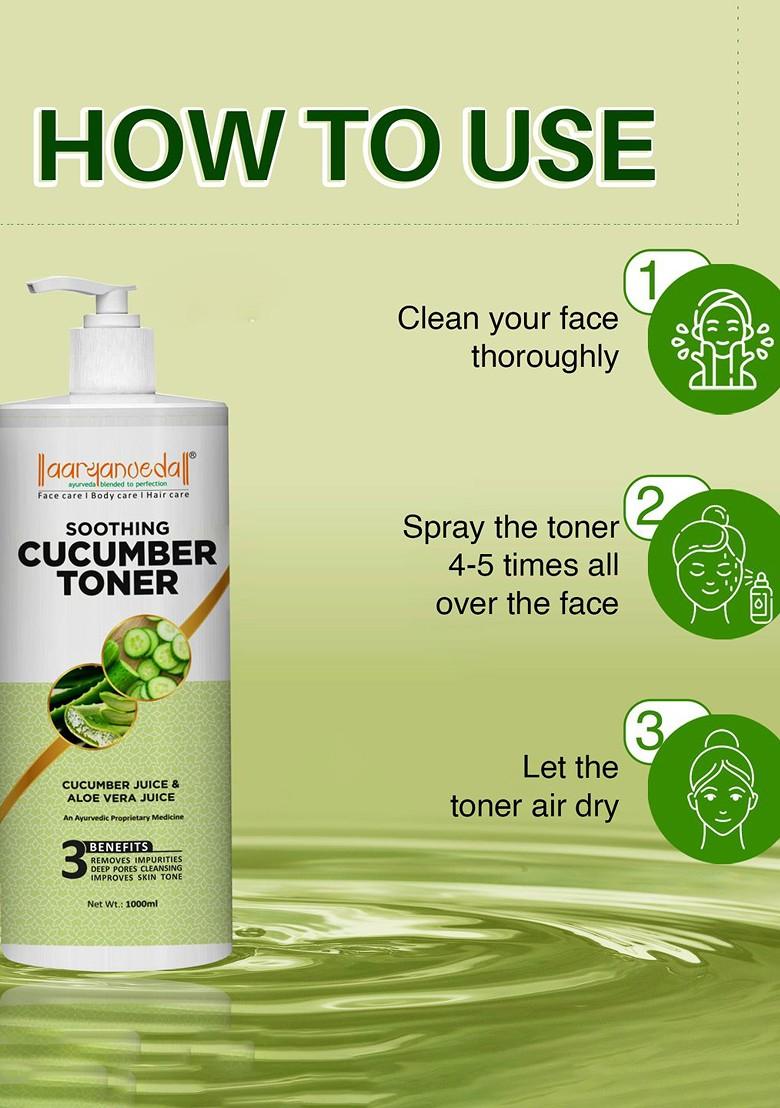 Aryanveda Cucumber Face Toner With Aloevera Juice For Glowing Skin 1000 Ml