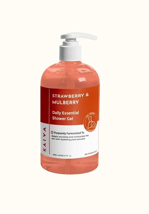 Kaiva Strawberry Shower Gel With Glycolic Acid For Exfoliating Nourishment 300 Ml